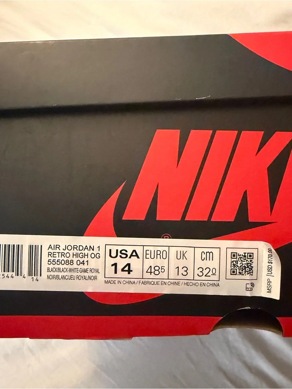 Air Jordan 1 High OG Royal Toe Sneakers